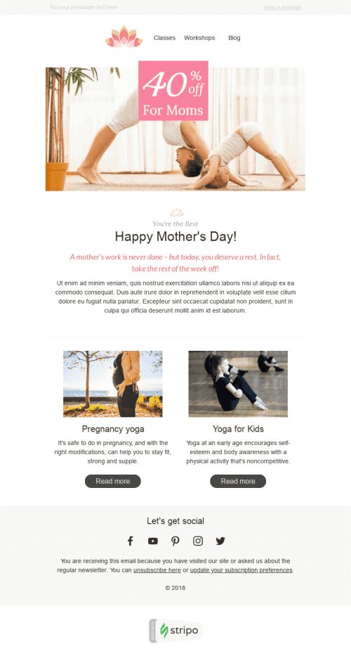 Mother’s Day Email Template "Beauty and Health" for Sports industry mobile view