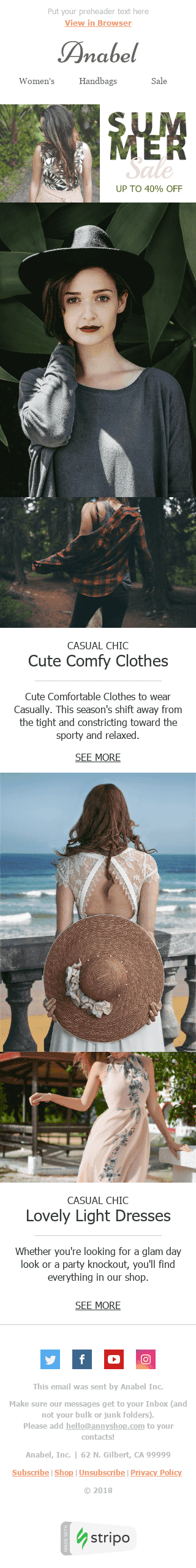 Modèle de courrier électronique Promotion "Chic décontracté" pour le secteur Mode Affichage mobile