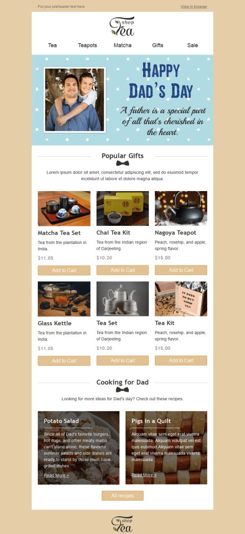 Father’s Day Email Template "Useful Gift" for Beverages industry mobile view