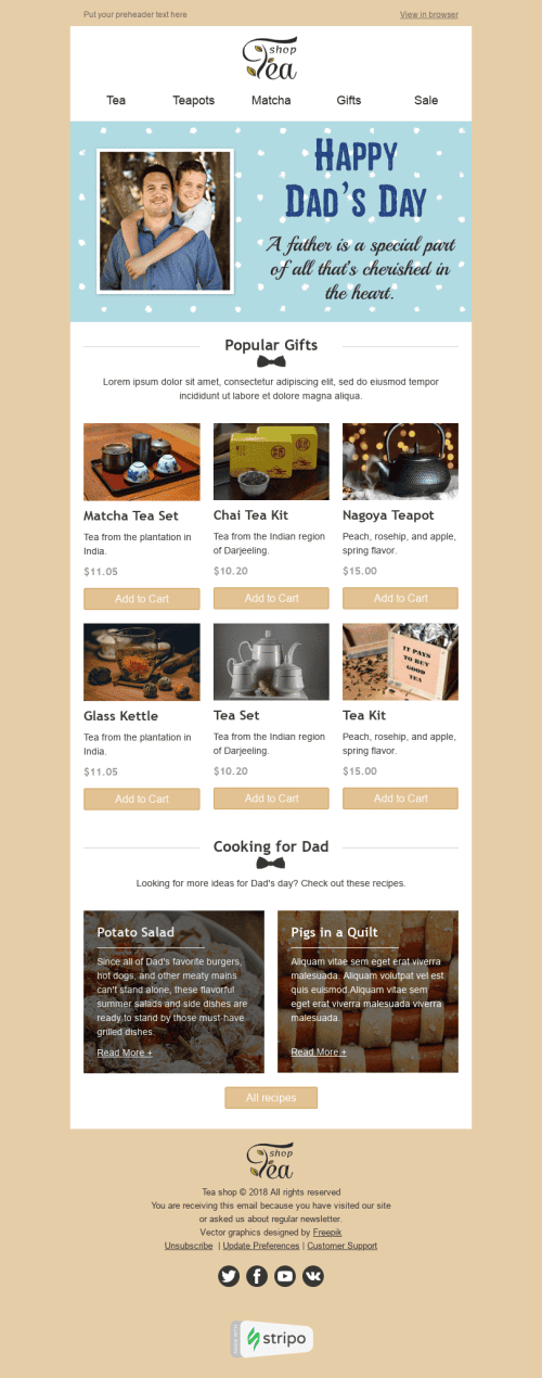 Modello Email Festa del papà "Regalo utile" per il settore industriale di Bevande Visualizzazione mobile