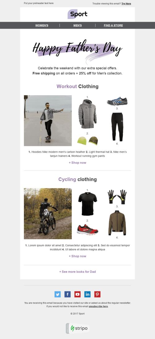 Father’s Day Email Template "Strong Dad" for Sports industry mobile view
