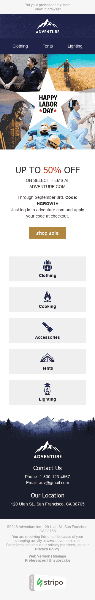 Modèle de courrier électronique Fête du Travail "Unité" pour le secteur Tourisme Affichage mobile