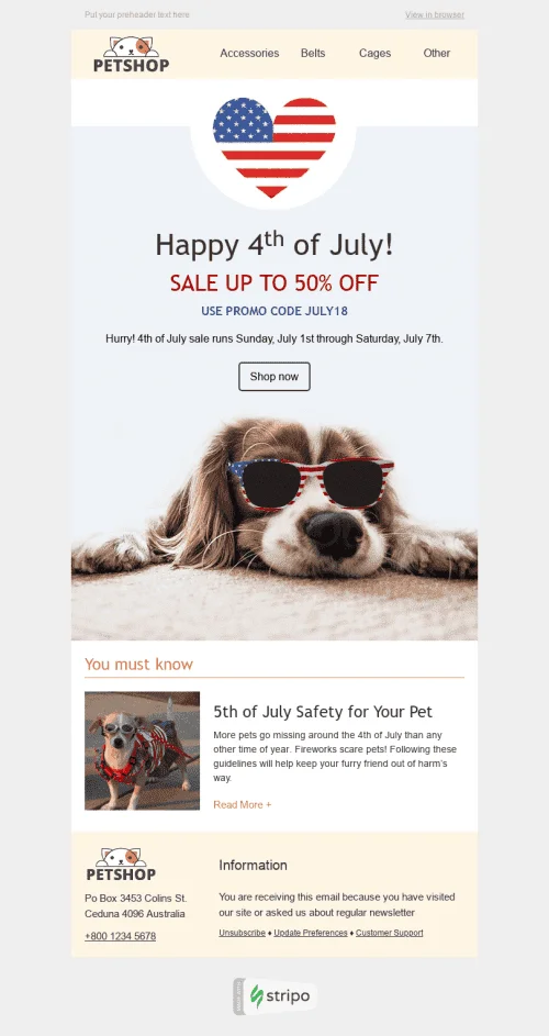 14727-Stripo-Pets-Holiday-newsletter-Happy-Independence-Day-Stylish-Dog-email-web