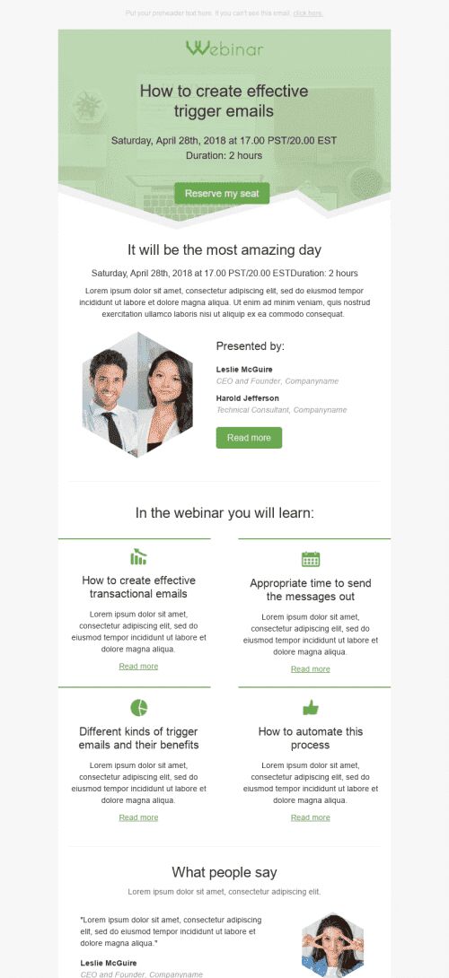 Promo Email Template "Amazing Chance" for Webinars industry mobile view
