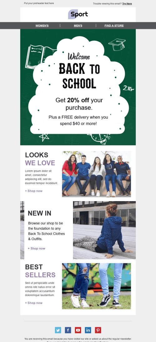 Back to School Email Template "New Style" for Sports industry mobile view