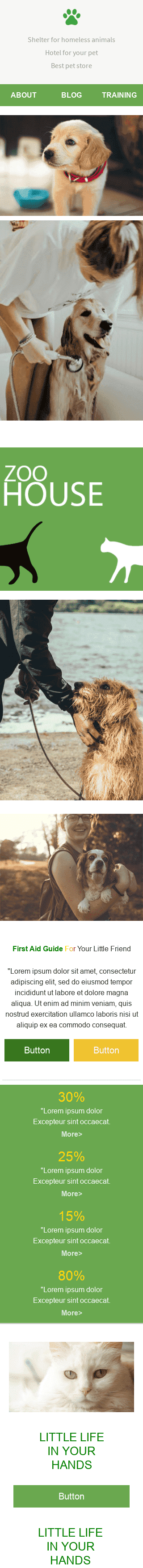 Промо шаблон письма «Домашние животные» для индустрии «Животные» мобильный вид