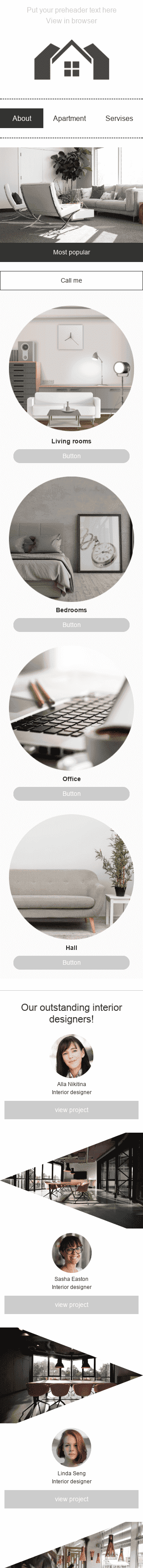 Modèle de courrier électronique Promo «Appartements élégants» pour le secteur Immobilier Affichage mobile