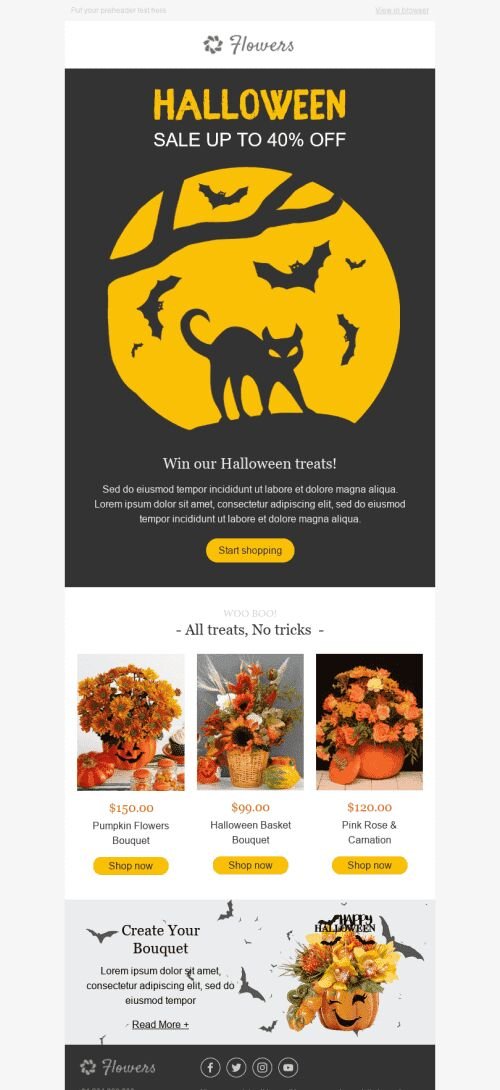 Halloween Email Template "Autumn Enchantment" for Gifts & Flowers industry mobile view