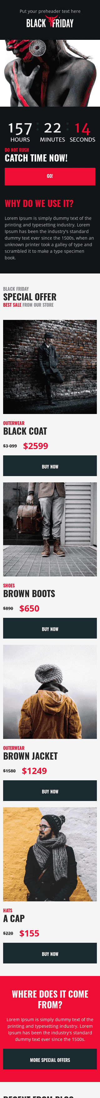 Modèle de courrier électronique Promo «Vente temps» pour le secteur Mode Affichage mobile