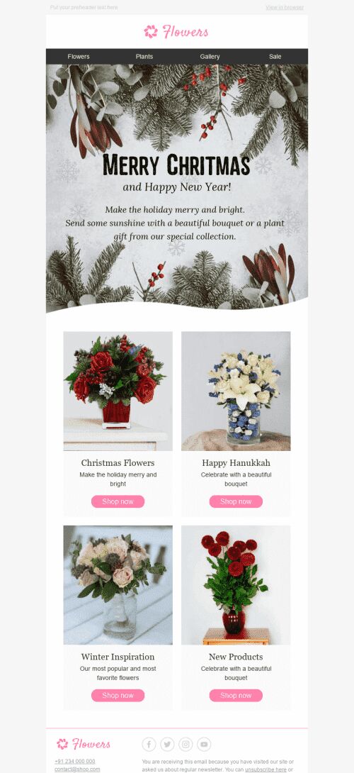 Christmas Email Template "Winter Inspiration" for Gifts & Flowers industry mobile view