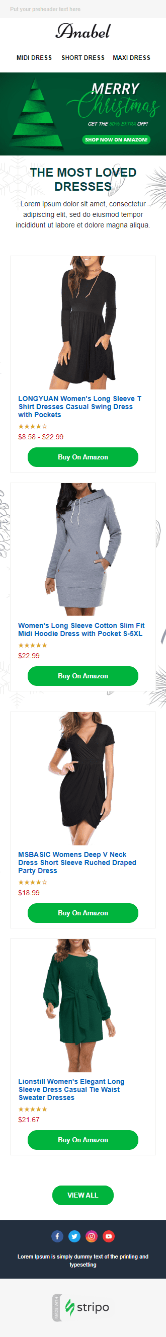 Modèle de courrier électronique Noël «Style de Noël» pour le secteur Commerce électronique Affichage mobile