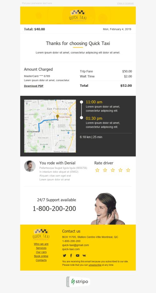 Confirmation Email Template «Your trip» for Auto & Moto industry mobile view