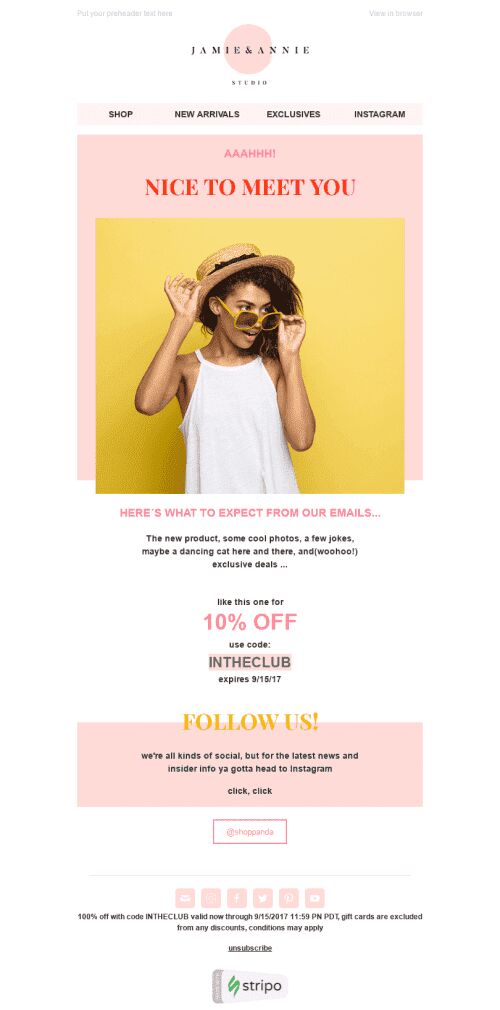 Welcome Email Template «Hello Summer» for Fashion industry mobile view