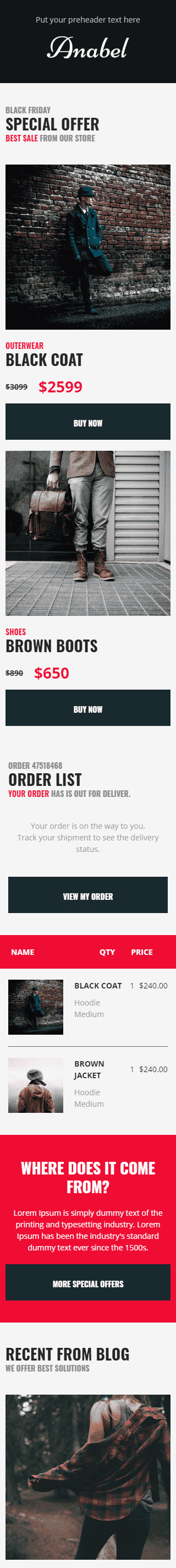 Modèle de courrier électronique Promo «Performance des marques des magasins» pour le secteur Mode Affichage mobile