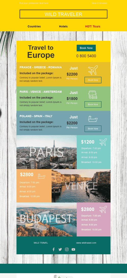 Promo Email Template «Wild Traveler» for Tourism industry mobile view