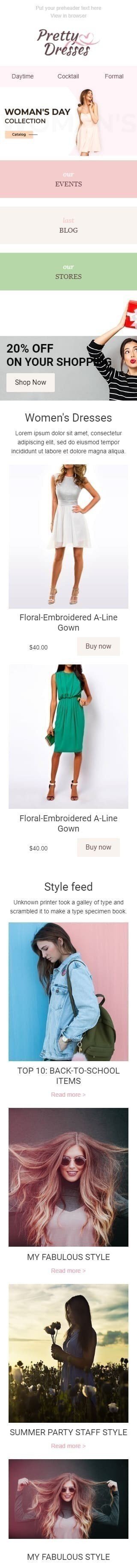 Modèle de courrier électronique Journée de la Femme «Femmes joie» pour le secteur Mode Affichage mobile