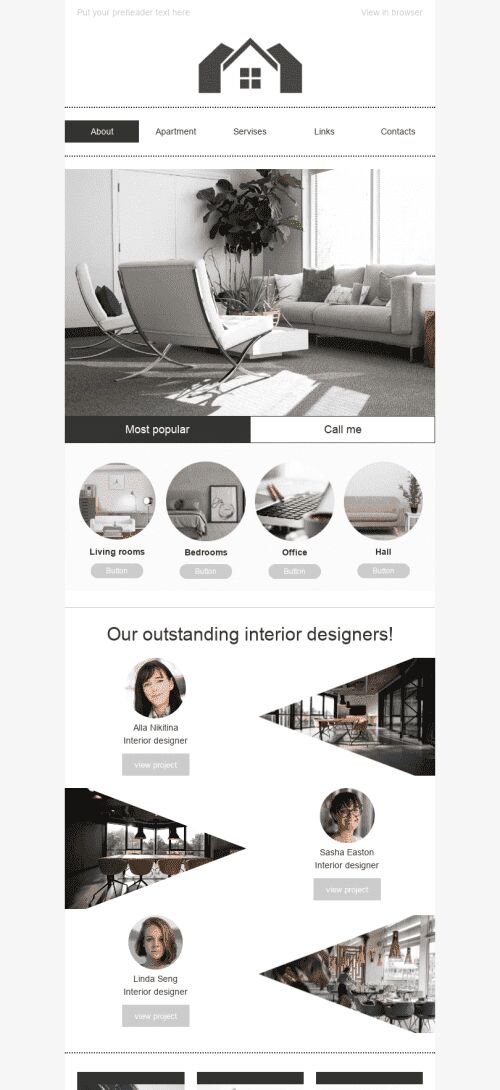 Promo Email Template «Stylish apartments» for Real Estate industry mobile view