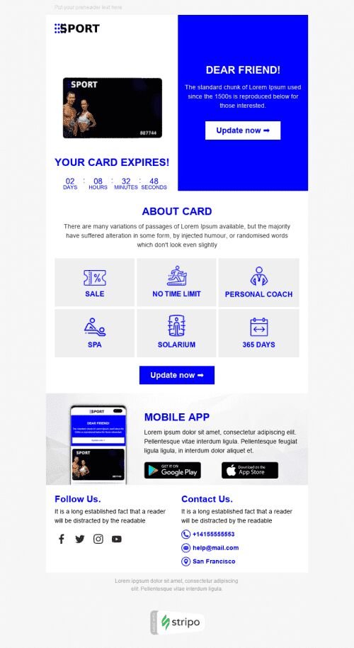 Alerts & Notifications Email Template «Sport Forever» for Sports industry mobile view