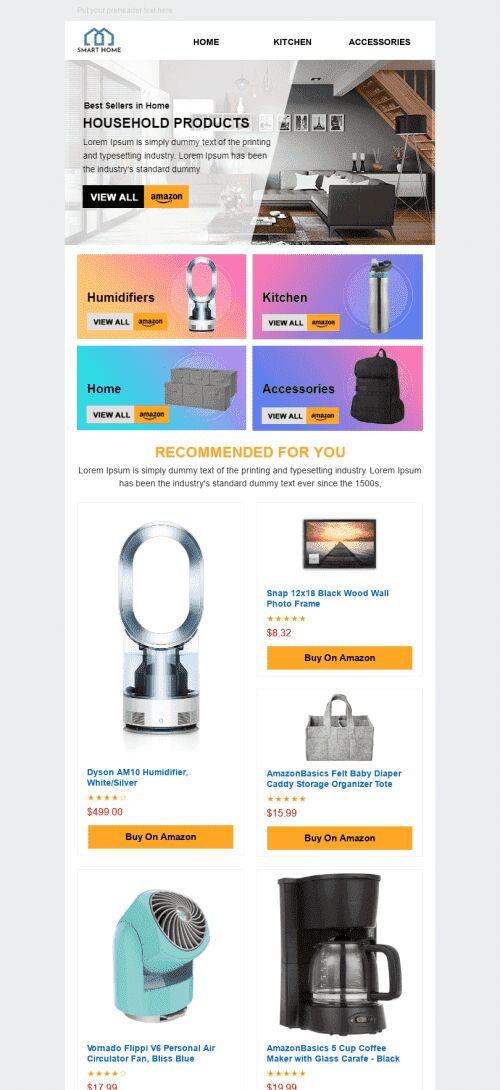 Promo Email Template «Home Comfort» for Ecommerce industry mobile view