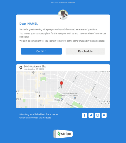 Plantilla de correo electrónico «Solicitud de reunión adicional» de Seguir para la industria de Negocios Vista de móvil