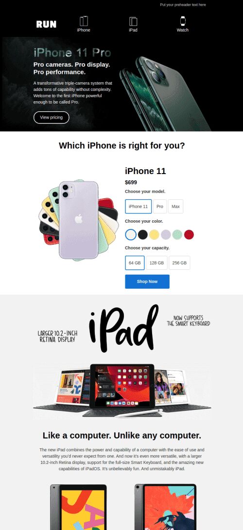 Promo Email Template «Apple Presentation» for Gadgets industry mobile view