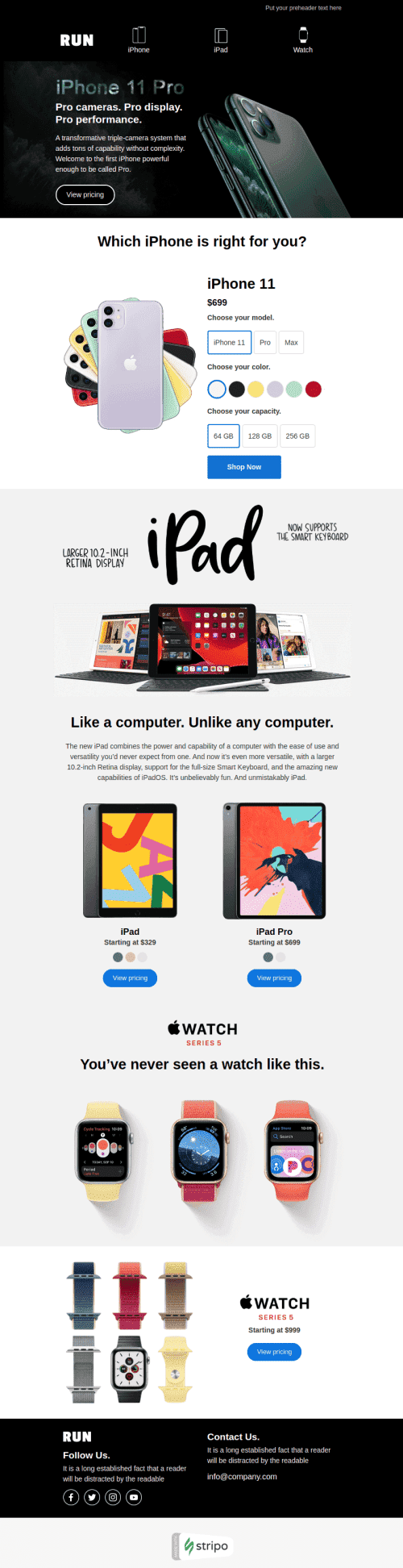 Plantilla de correo electrónico «Presentación de Apple» de Promoción para la industria de Gadget Vista de móvil