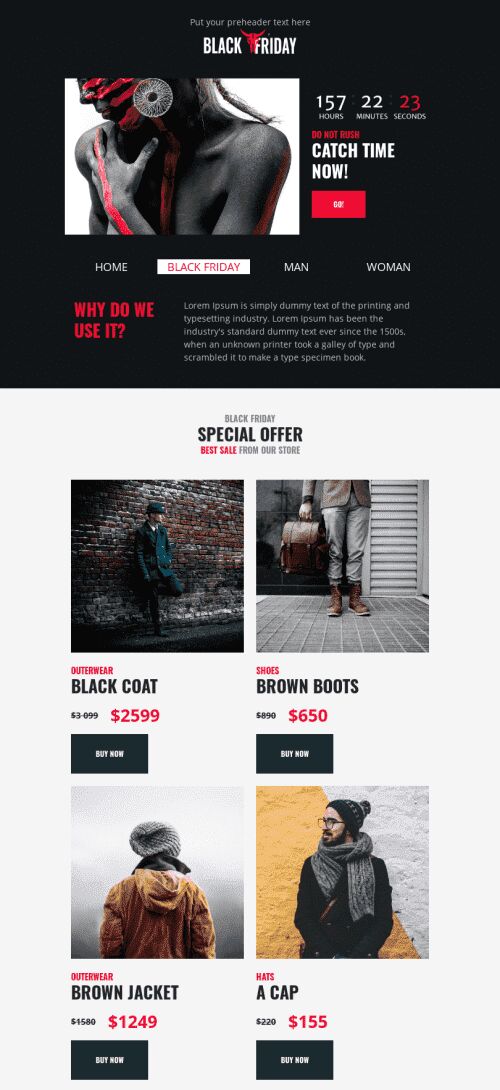 Promo Email Template «Time Sale» for Fashion industry mobile view