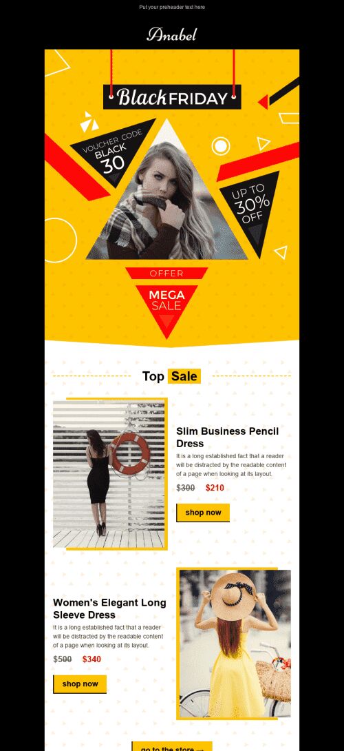 Promo Email Template «Black Friday Is Coming» for Fashion industry mobile view