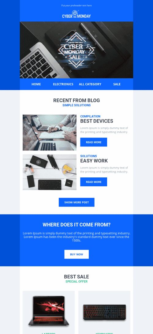 Promo Email Template «Gizmos» for Gadgets industry mobile view