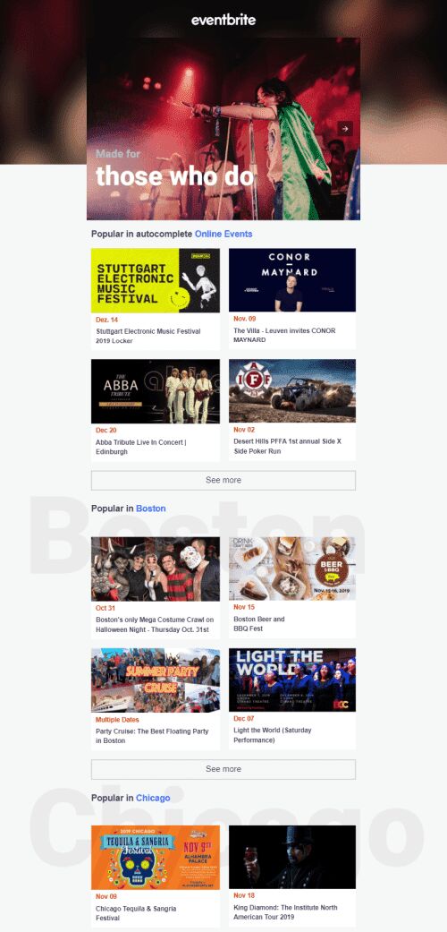 Promo Email Template «Eventbrite» for Publications & Blogging industry mobile view