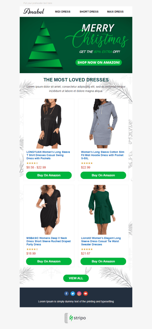 Modèle de courrier électronique Noël «Style de Noël» pour le secteur Commerce électronique Affichage ordinateur