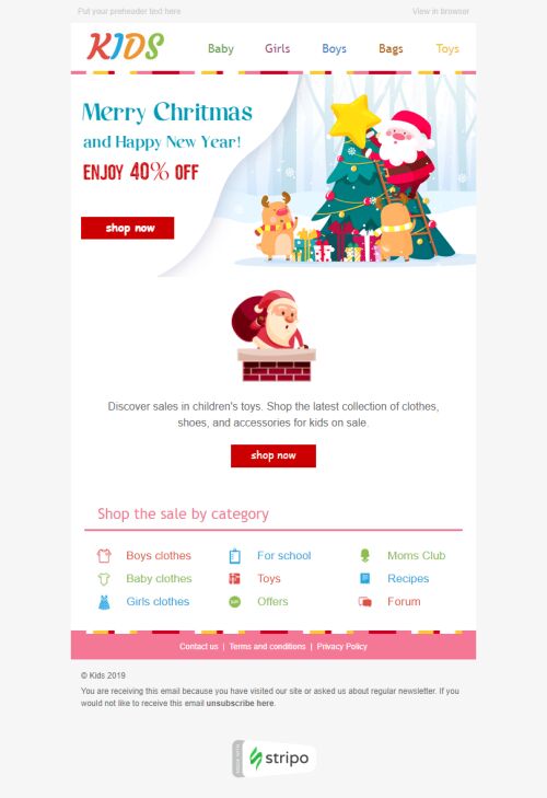 Сhristmas Email Template «Baby Smiles» for Kids Goods industry mobile view