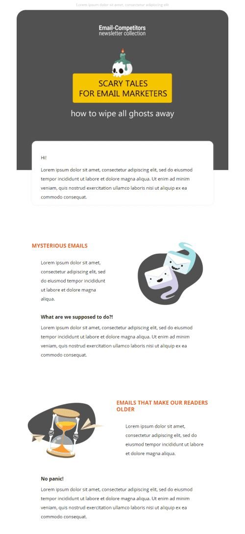 Halloween Email Template «Scary Stories In The Dark» for Publications & Blogging industry mobile view