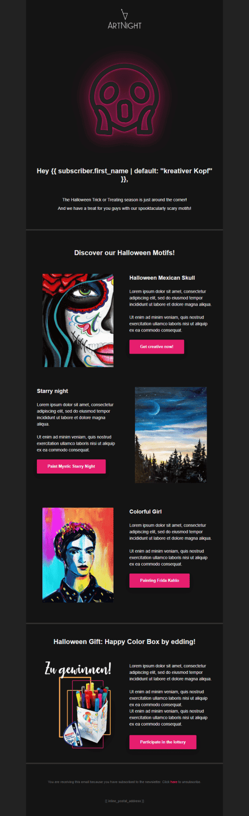 Plantilla de correo electrónico «Dulce o agria» de Halloween para la industria de Diseño Vista de móvil