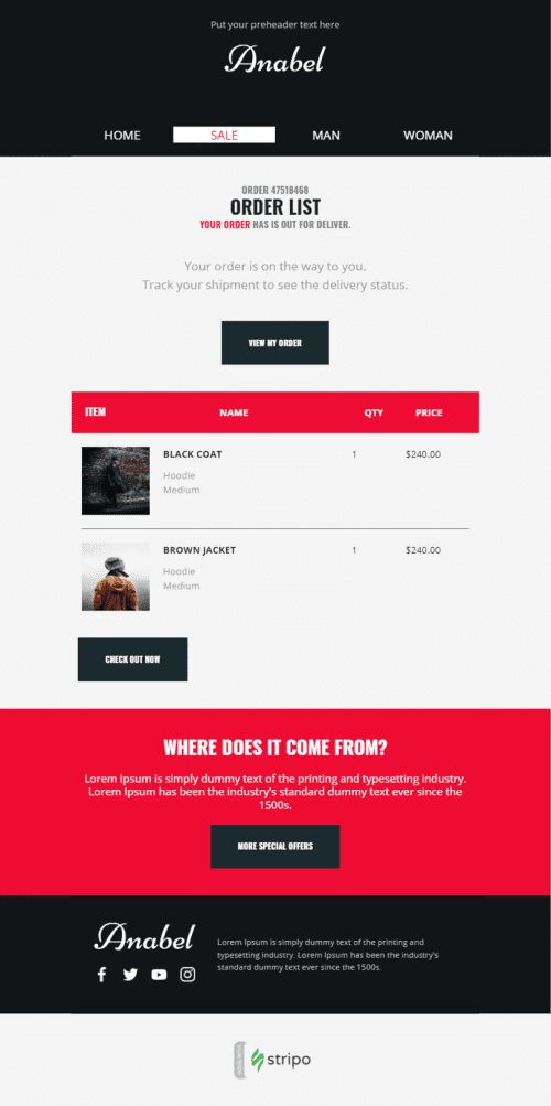 Confirmation Email Template «Get it Soon» for Fashion industry mobile view