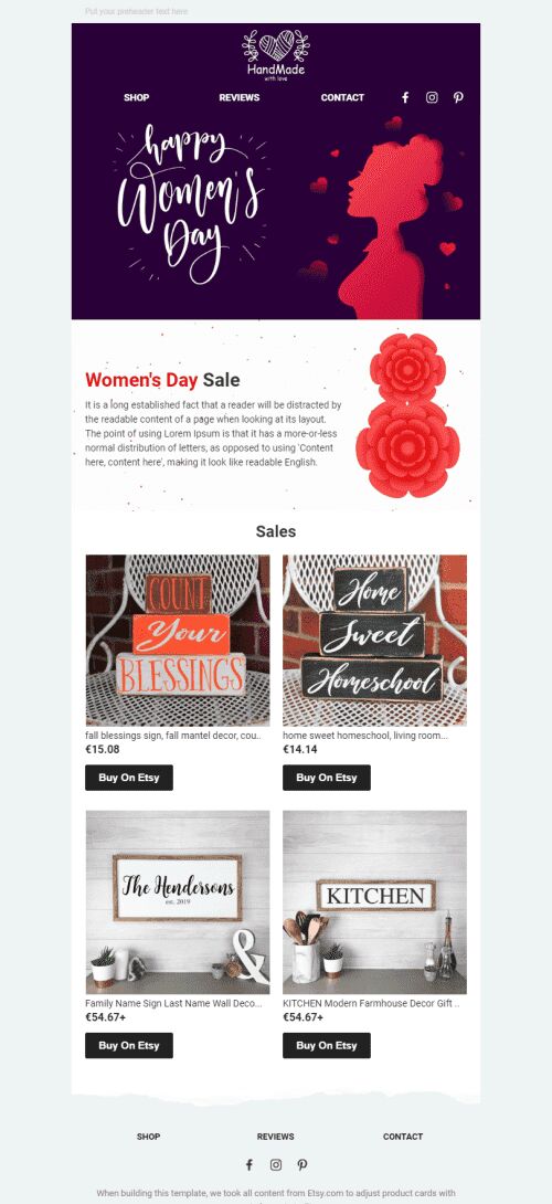 Women's Day Email Template «Women's Secrets» for Ecommerce industry mobile view
