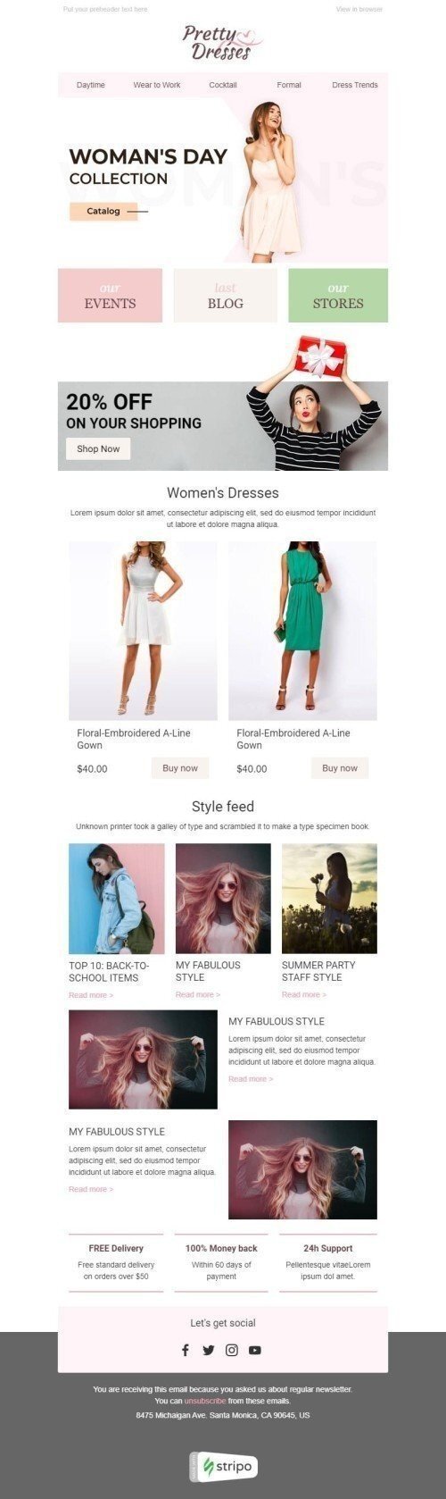 Modèle de courrier électronique Journée de la Femme «Femmes joie» pour le secteur Mode Affichage ordinateur