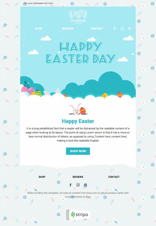Easter Email Template «Easter Bunny» for Ecommerce industry mobile view